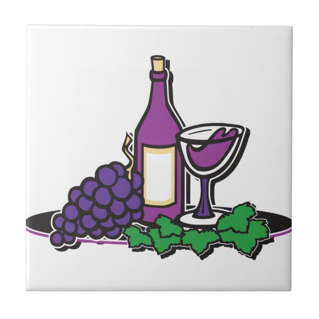 Roter Wein und Lila Trauben Fliese (Vorderseite)