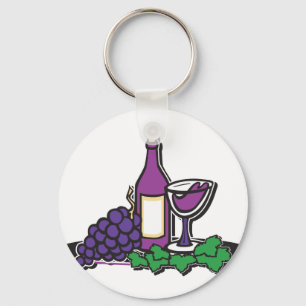 Roter Wein und Lila Trauben Schlüsselanhänger