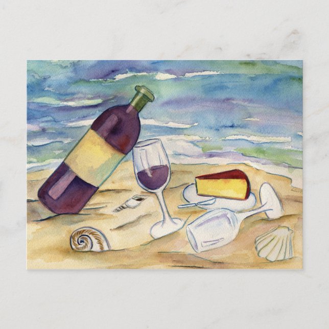 Roter Wein und Party des Käses Postkarte (Vorderseite)