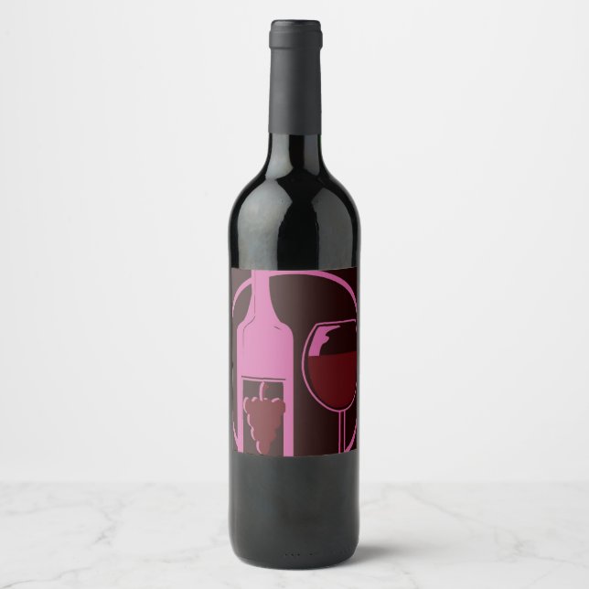 Roter Wein und Trauben Weinetikett (Vorderseite)