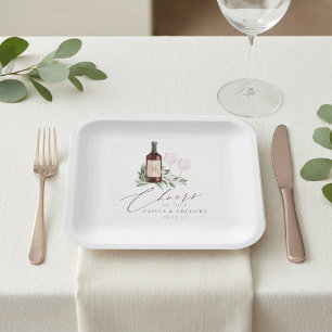 Roter Wein Wasserfarbe Botanische Feiern zur Liebe Pappteller