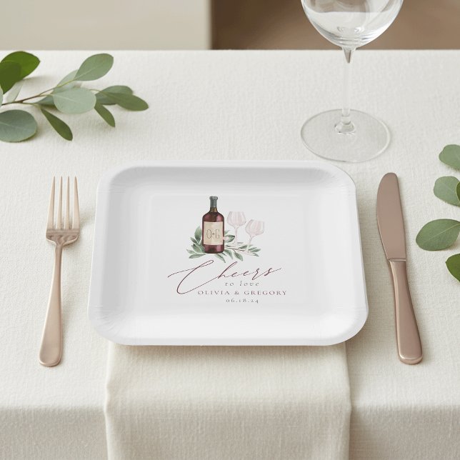 Roter Wein Wasserfarbe Botanische Feiern zur Liebe Pappteller (Von Creator hochgeladen)