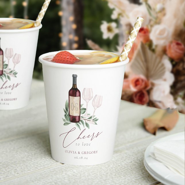 Roter Wein Wasserfarbe Feiert Liebe Pappbecher (Von Creator hochgeladen)