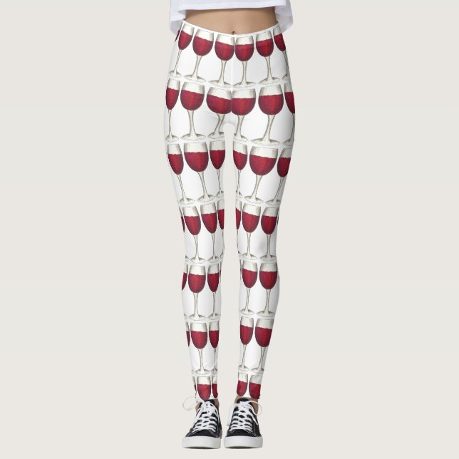 Roter Weinglas Brille Merlot Cabernet Weine Lebens Leggings (Vorderseite)