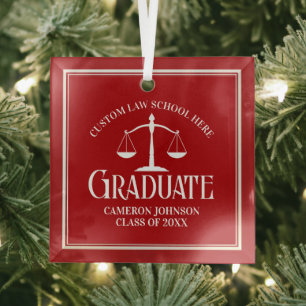 Roter Weiße juristische Fakultät Abschluss Weihnac Ornament Aus Glas