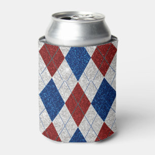 Roter, Weißer, Blauer Argyle 4. Juli Glitter Dosenkühler