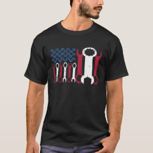 Roter weißer blauer Flagge-Mechaniker USA T-Shirt