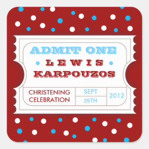 Roter weißer blauer Karneval lassen einen Quadratischer Aufkleber