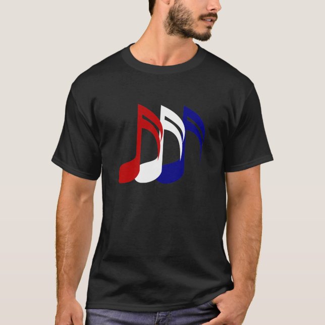 Roter weißer blauer Musiknoten-T - Shirt (Vorderseite)