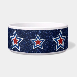 Roter, Weißer, Blauer Stern 4. Juli Glitter Pet Napf