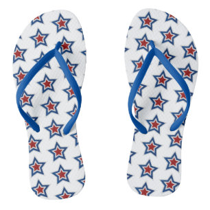Roter, Weißer, Blauer Stern Juli 4 Glitter Flip Flops