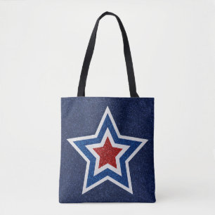 Roter, Weißer, Blauer Stern Juli 4 Glitter Tasche