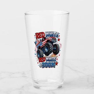 Roter Weißer Boom-Monstertruck Glas