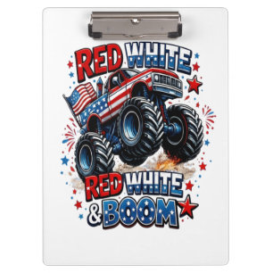 Roter Weißer Boom-Monstertruck Klemmbrett