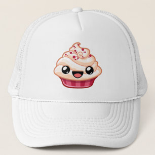 Roter/Weißer Cupcake - Happy Jump Truckerkappe