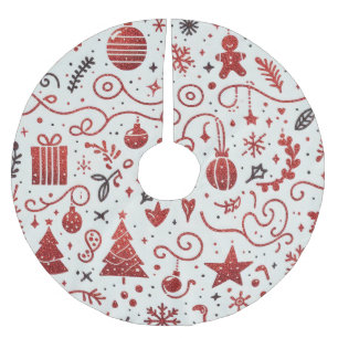 Roter Weißer Dekorativer Weihnachtsbaum Skirt Polyester Weihnachtsbaumdecke