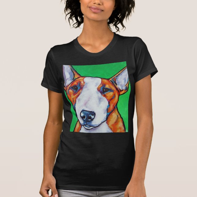 Roter/weißer englischer Bullterrier T-Shirt (Vorderseite)