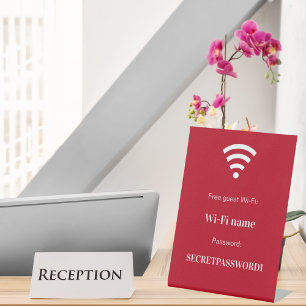 Roter weißer Gast WiFi-Netzwerkkennwort Sockelschild