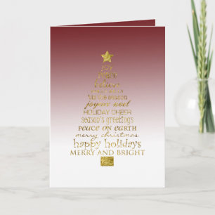 Roter Weißer Goldener Inspirations-Weihnachtsbaum  Karte