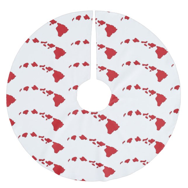 Roter, weißer Hawaii Polyester Weihnachtsbaumdecke (Vorderseite)