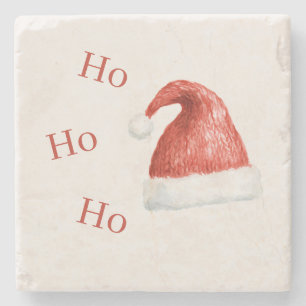 Roter Weißer Ho Ho Ho Weihnachtsmannhut Steinuntersetzer