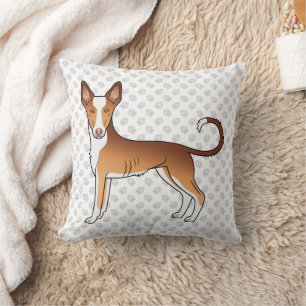 Roter & Weißer Ibizan Hound glatthaariger Hund und Kissen