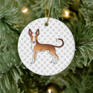 Roter & Weißer Ibizaner Hund mit glattem Fell Hund Keramik Ornament