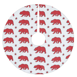 Roter, weißer kalifornischer Baummärchenrock Polyester Weihnachtsbaumdecke