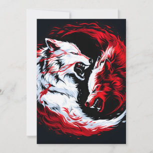 Roter Weißer Kosmischer Wolfskrieger Feiertagskarte