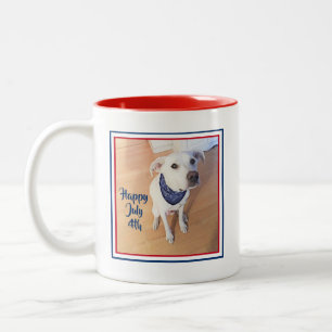 Roter, weißer, Niedlicher, blauer Welpenhund 4. Ju Zweifarbige Tasse