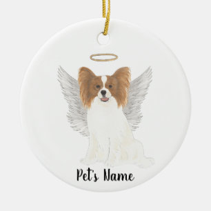 Roter & Weißer Papillon-Trauer-Gedenkartikel Keramik Ornament