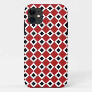 Roter, weißer, schwarzer Diamant-Muster iPhone 11 Hülle