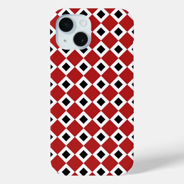 Roter, weißer, schwarzer Diamant-Muster iPhone 6 iPhone 15 Hülle (Rückseite)