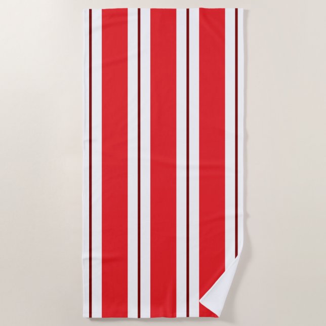 Roter weißer Streifen Strandtuch (Vorderseite)