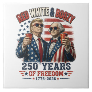 Roter Weißer Trinkender Trump George Washington 25 Fliese
