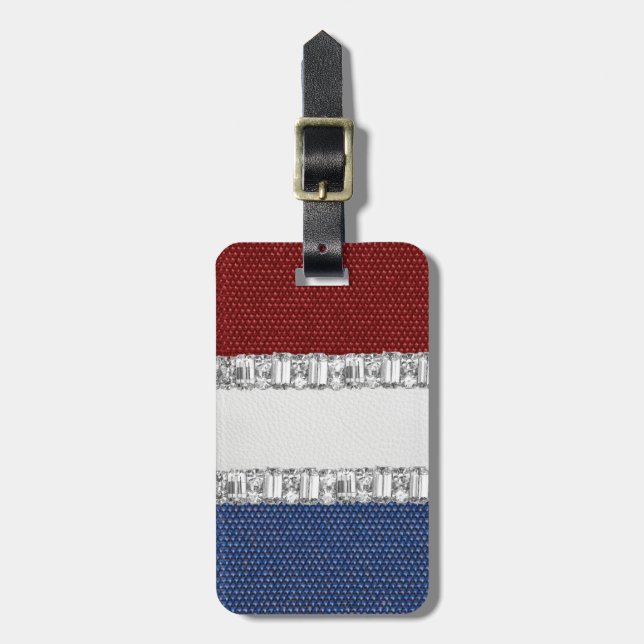 Roter weißer u. blauer diamante de gepäckanhänger (Vorderseite vertikal)
