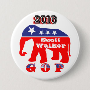 Roter, weißer u. blauer Elefant Button