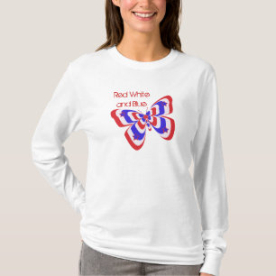 Roter, weißer u. blauer Schmetterling T-Shirt