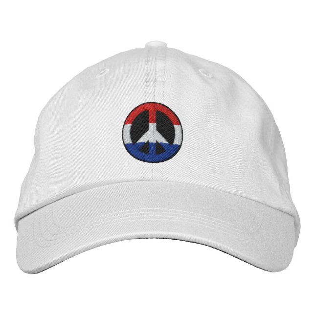 Roter weißer und blau bestickter Hat Bestickte Kappe (Vorderseite)