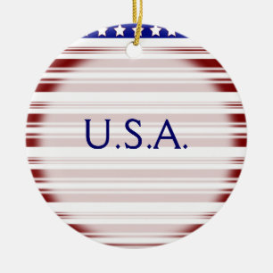 Roter weißer und blauer Candystripe Volkstrauerta Keramikornament