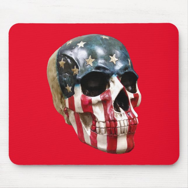 Roter, weißer und blauer Schädel Mousepad (Vorne)