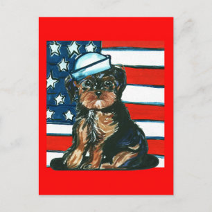 Roter, weißer und blauer Yorkie Poo Postkarte