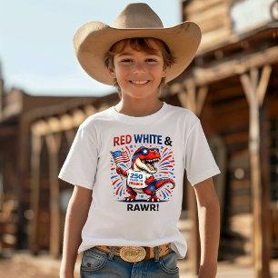 Roter, Weißer und Brüllender Dinosaurier Tri-Blend Shirt