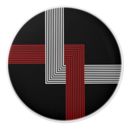 roter, weißer und schwarzer geometrischer Türknopf Keramikknauf