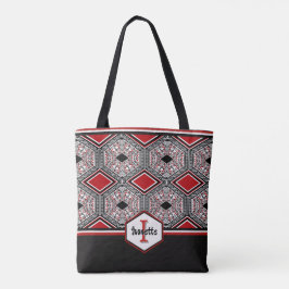 Roter, weißer und schwarzer Stammes-Teppich Tasche