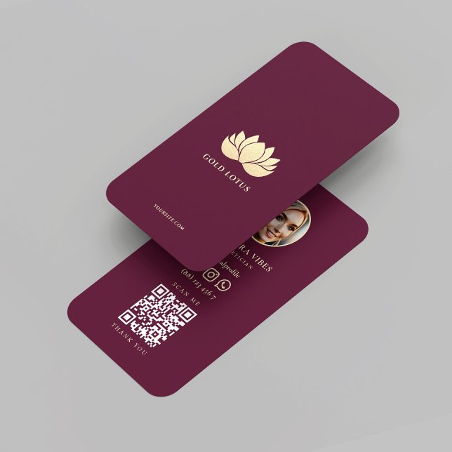 Roter Wellness-Center Locarno Visitenkarte (Red Maroon Elegant Gold Lotus Wellness Spa Business Card
)