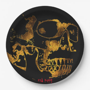 Roter Welpe "Goldene Platter" Pappteller
