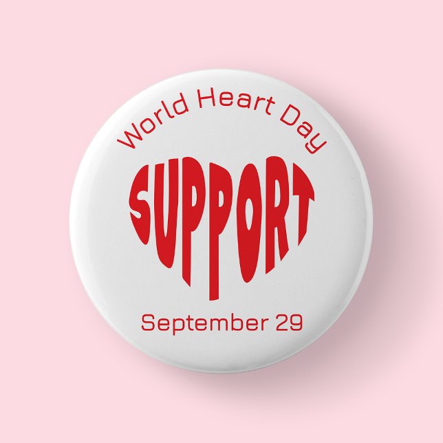 Roter Welt-Herz-Tag-Button Button (World Heart Day)