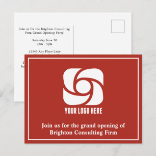 Roter Werbe-Logo für Unternehmen Postkarte
