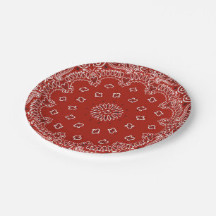 Roter Western Bandana Muster Party Papierplatte Pappteller